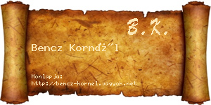 Bencz Kornél névjegykártya