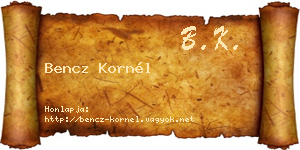 Bencz Kornél névjegykártya